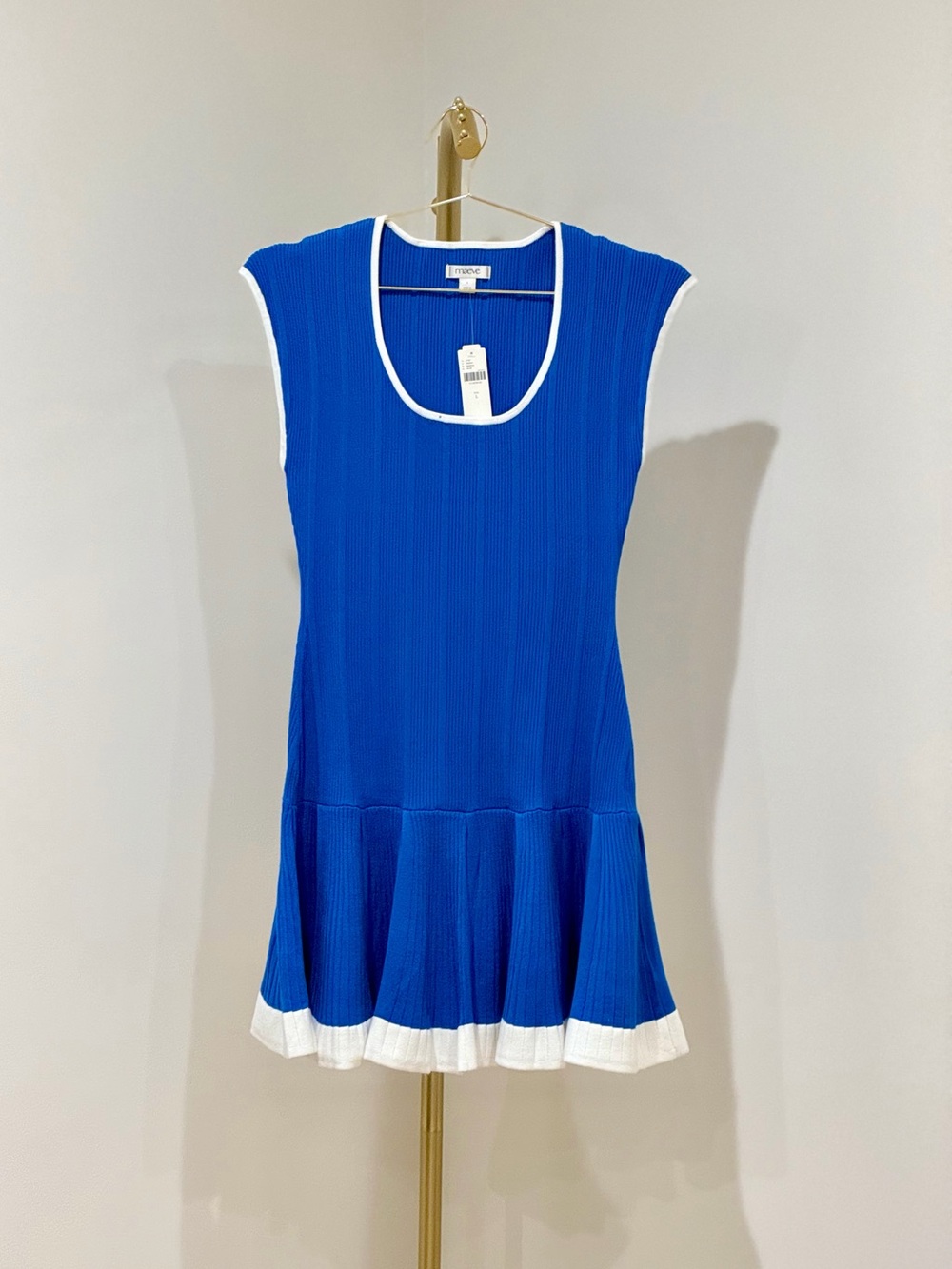Maeve Royal Blue Ribbed Tank with White Trim